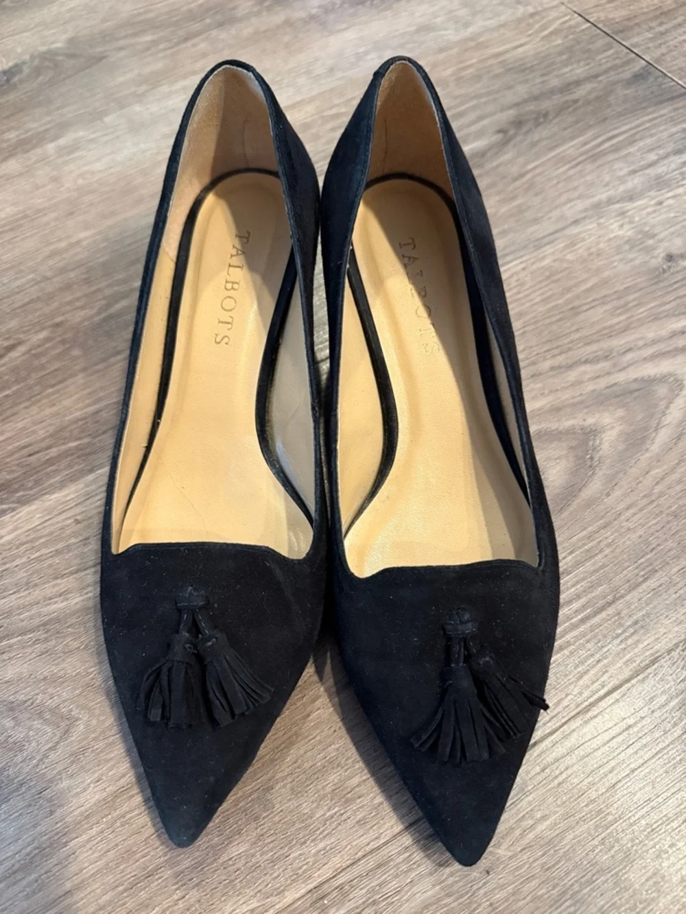 Talbots Black Suede Leather Kitten Heel Pump Size 6.5